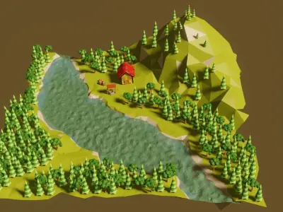 Low Poly Forest  Free 3D model