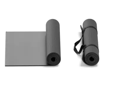 Black Unfolded and Rolled 4 Types Yoga Mat -  tourism and sport 3D model