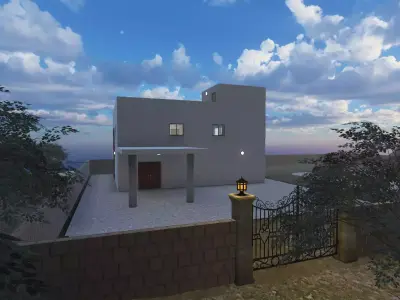 Luxury Cliff Mansion 3D FBX Model - With Interior 3D model