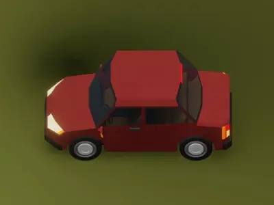 Toon sedan car Low-poly 3D model
