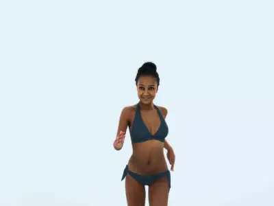 May 05G Running Jogging Beach Sport African American Woman Low-poly 3D model