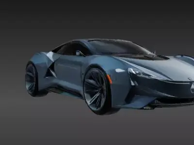 Futuristic Electric Concept Car 3D Print Model Original Design Low-poly 3D model