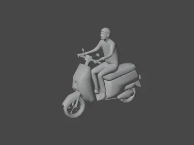 Excavator and pedestrian Low-poly 3D model