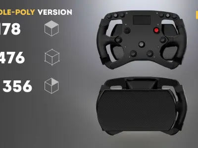 Two Formula 1 Steering wheels  Low-poly 3D model