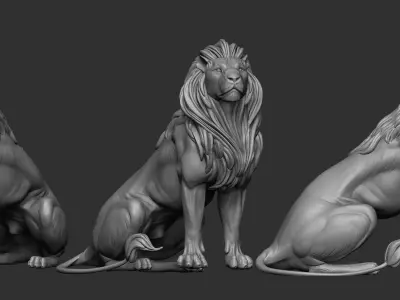 Lion Statue Low-poly 3D model order