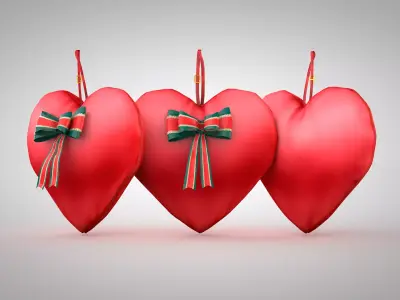 Pillow - Heart Red Seda 3D Model 3D model