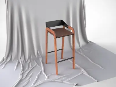 Designer Bar Stool Mid Century Modern Scandinavian Design 3D model