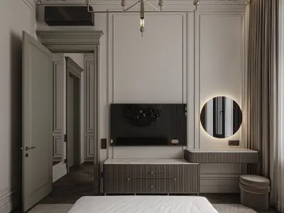 Neo-classical Bedroom en-suite with Wardrobe 3D model
