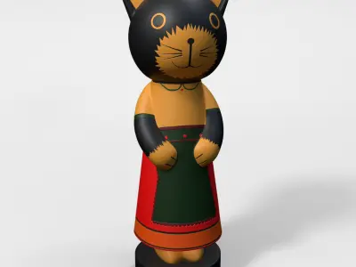 Cat Figurine Low-poly 3D model