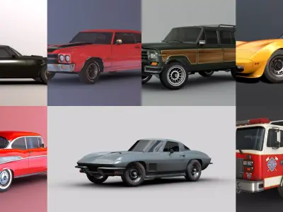 Cars Collection Package Low-poly 3D model
