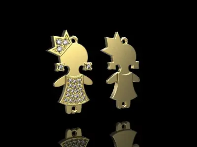 family pendant bracelet charm girl model 905 3D print model