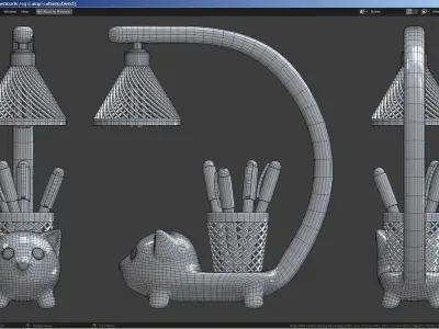 Cat-shaped desk lamp Low-poly 3D model