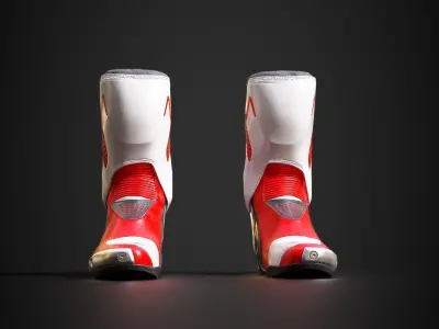 Motorcycle racing boots B red Low-poly 3D model