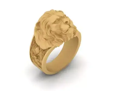 majestic lion ring - a symbol of strength and royalty 3D print model