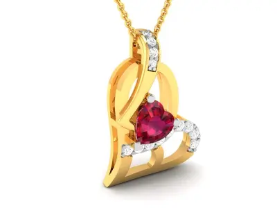 Women Heart Stone Pendant 3DM STL OBJ FBX Render Details 3D print model