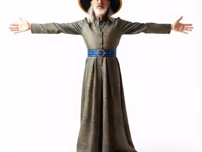 Wizard Character Model Pack with Detailed Outfit and Accessories Low-poly 3D model
