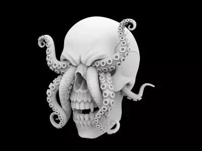 Cursed Pirate Skull with Tentacles 3D Print Model 3D print model