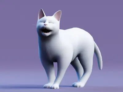 Low poly - Stylized cats - Khao Manee Cat Low-poly 3D model