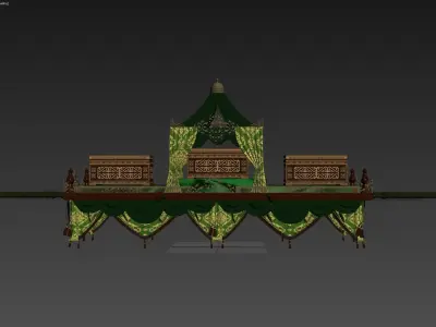 Palanquin 1 wooden cart with two boxes 3D model