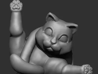 Cat Licking Butt 3D print model
