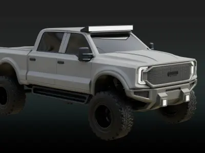 Current White 4X4 Truck Low-poly 3D model
