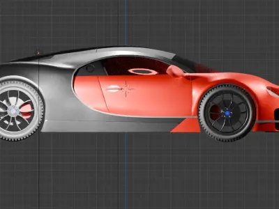 Bugatti chiron with clean quad topology Low-poly 3D model