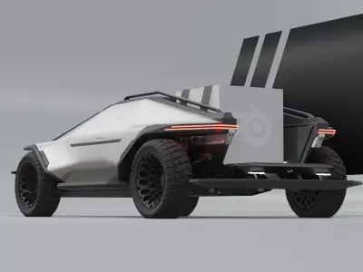 SCI-FI Futuristic CYBERTRUCK CONCEPT - design study Low-poly 3D model