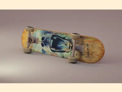 Skateboard with painting 3D model