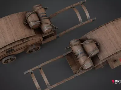 Medieval Merchant Cart - Detailed Wagon Low-poly 3D model