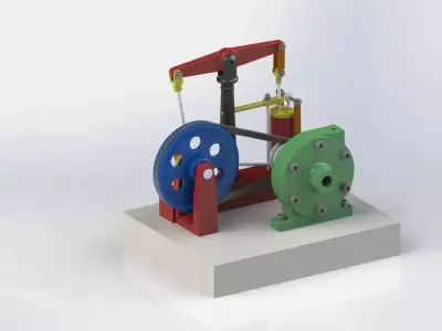 Miniature Steam Engine with Horizontal Beam and Centrifugal P... Free 3D model