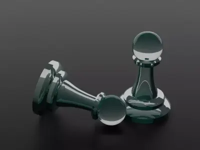 Low poly glass chess pawn Low-poly 3D model