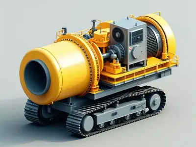 Tracked Industrial Cement Mixer 3D Model Low-poly 3D model