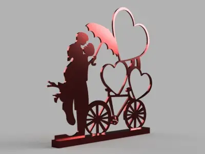 valentine gift photo frame 3D model