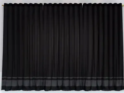 Large Curtains - Black and Brown 3D model