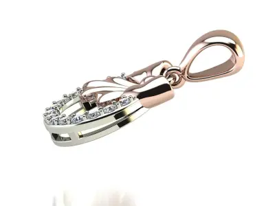 Pendant Ribbon with a circle decorated with gemstones 3D print model