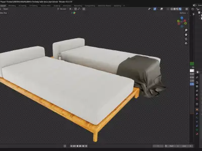 Double Sunbed 3D model