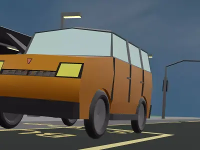 low poly stylized minivan 2 Low-poly 3D model
