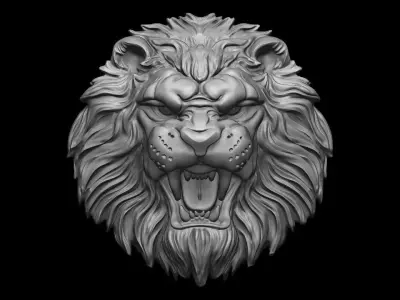 Lion relief for pendant or wall 3D print model