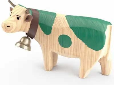 Carved Wooden Cow 3D model