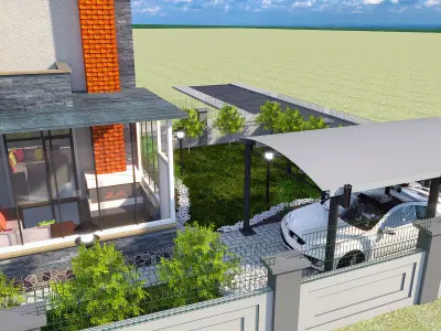 VILLA open living room with staircase 3D model