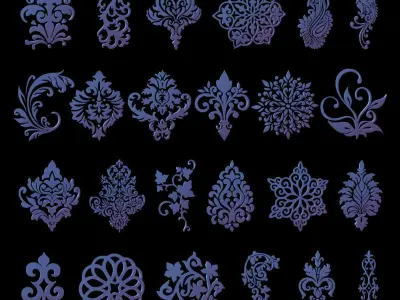 75 Ornaments Motif Base Mesh Pack Low-poly 3D model