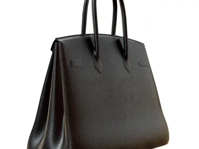 Hermes Birkin Bag Black Leather Low-poly 3D model