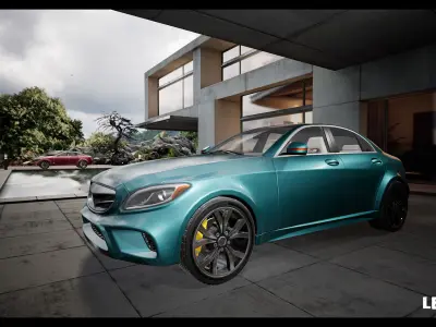 Sedan Car Vehicles Set Driveable Animated Realistic Set of 4 Low-poly 3D model