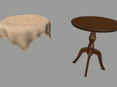 Table with cloth covering it Low-poly 3D model