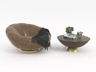 Modern Coffee Table and Armchair Set 78 3D model