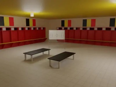 Belgium Football Stadium and Interiors Low-poly 3D model