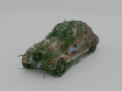 Damaged Rusty Car Low-poly 3D model
