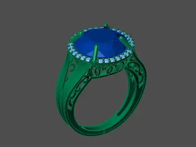 Womens Rings With Stone Ring Ready STL 3DM Models Rings women 3D print model 30