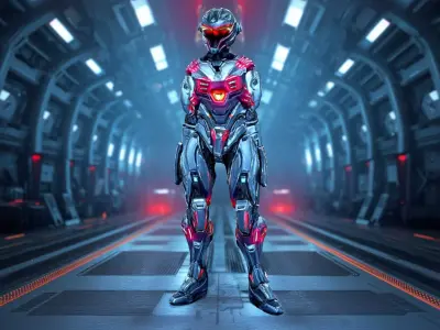 Futuristic Cyber Warrior model pack Low-poly 3D model