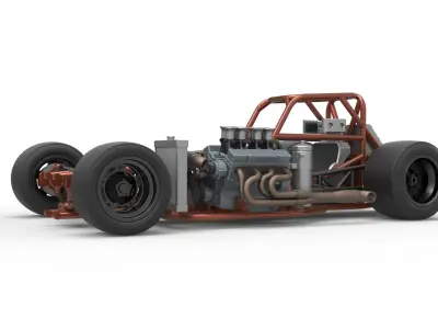 Supermodified front engine race car Base Version 3 Scale 1 to 25 3D print model